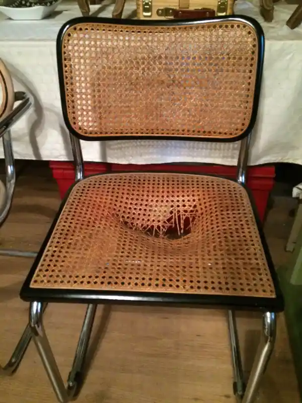 Waiting for the repair of Robert Roth: Thonet Chair S32 with woven cane by Marcel Breuer, designed in 1923