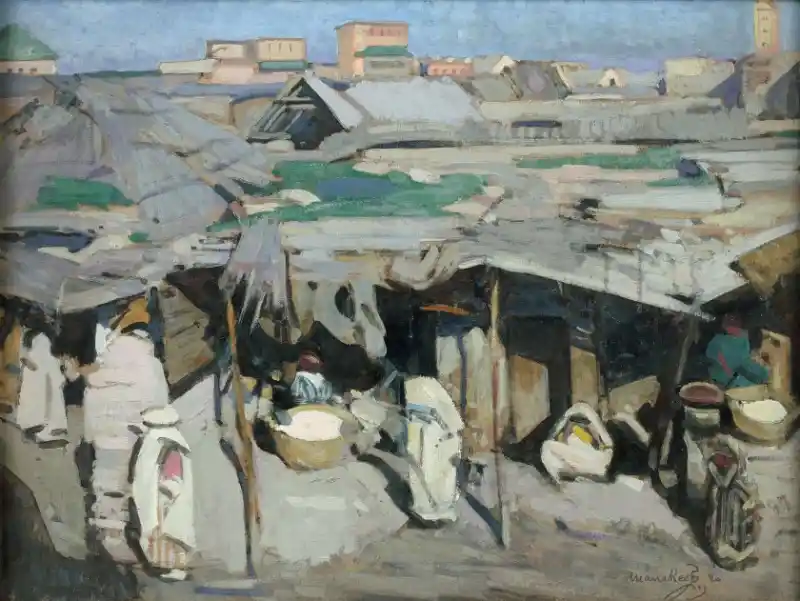 Jacques MAJORELLE Souk de la farine ou Souk à Marrakech - 1920