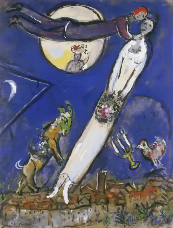 Marc Chagall, Les mariés au ciel (Die Brautleute im Himmel | The Married in Heaven), 1954-1956